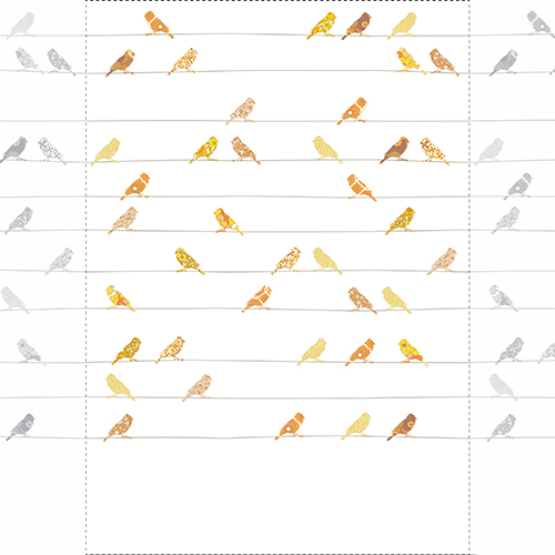 Inke Heiland Muurprint Vogels Geel - Wallprint Birds Yellow - Wandbild Vogel Gelb