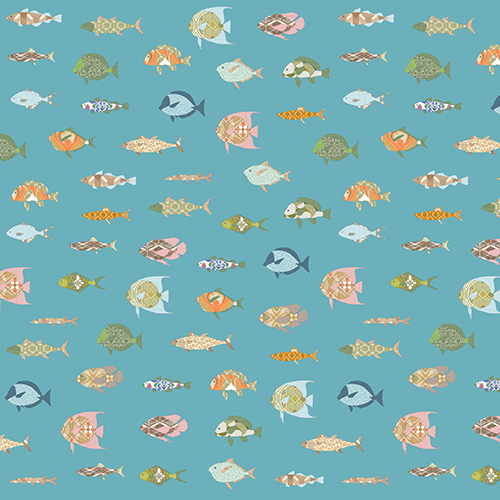 Inke Heiland Vissen Bont - Wallprint Fish Multicolor - Wandbild Fisch Bunt
