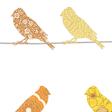 Inke Heiland Muurprint Vogels Geel - Wallprint Birds Yellow - Wandbild Vogel Gelb