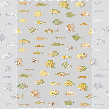 Inke Heiland Vissen Grijs - Wallprint Fish Gray - Wandbild Fisch Grau