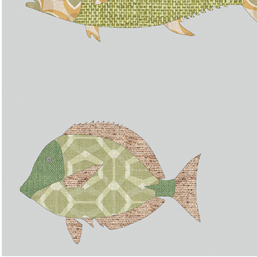 Inke Heiland Vissen Grijs - Wallprint Fish Gray - Wandbild Fisch Grau