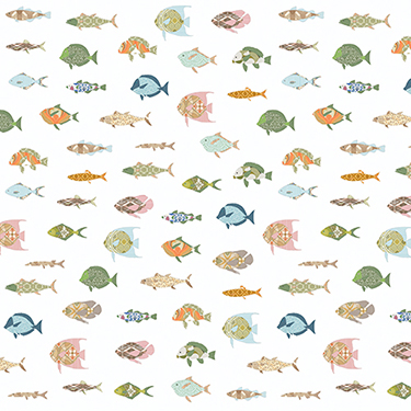 Inke Heiland Vissen Wit - Wallprint Fish White - Wandbild Fisch Weiss