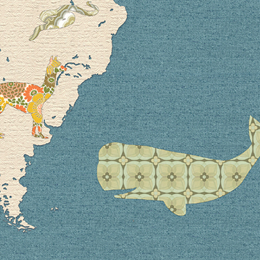 Inke Heiland Muurprint Wereldkaart - Wallprint World Map - Wandbild Weltkarte