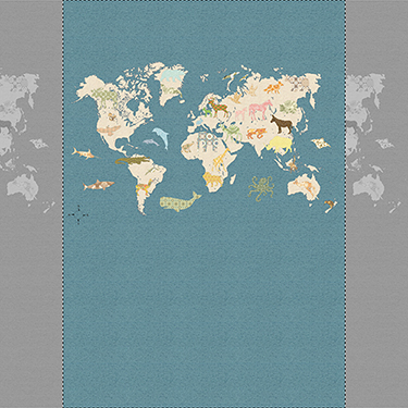 Inke Heiland Muurprint Wereldkaart - Wallprint World Map - Wandbild Weltkarte