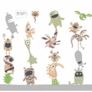 Inke Heiland Muurprint Monsterstapel - Wallprint Stack 'o Monsters - Wandbild Monsterstapel